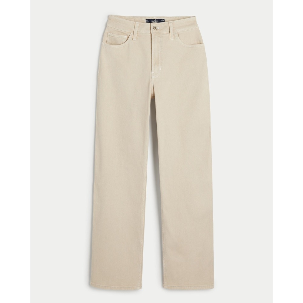 Hollister Ultra High Rise 90s Vintage Straight‎ Jeans Tan Beige 5L W27 L33 Slit
